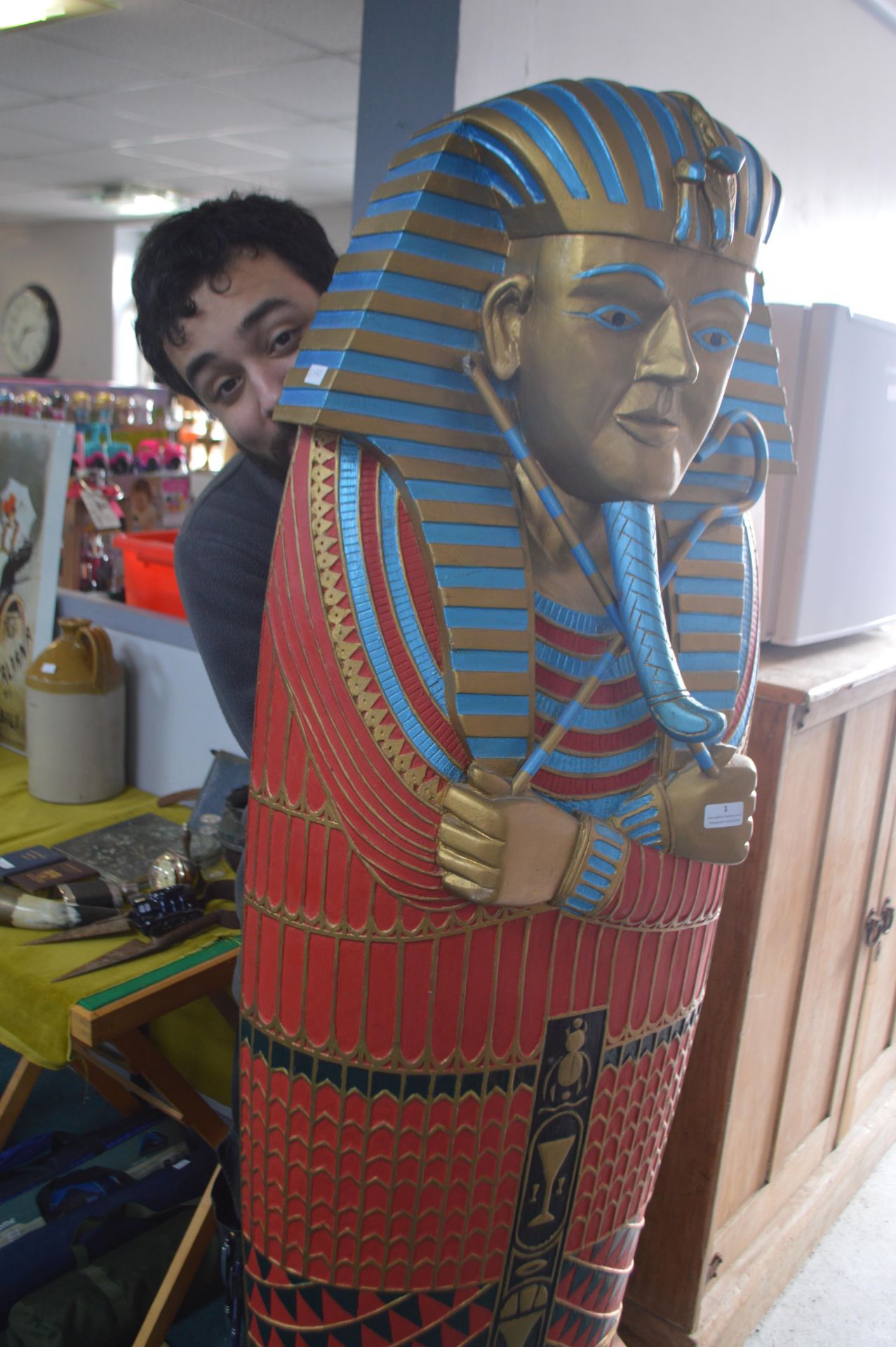 Egyptian Sarcophagus Style Cabinet in Solid Pine ~5ft high - Image 5 of 5