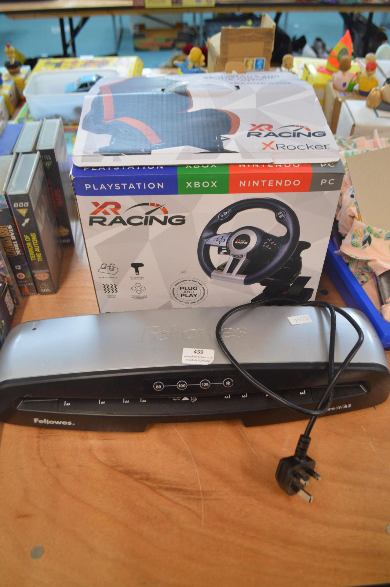 XR Racing Gaming Wheel, and Fellowes Laminator