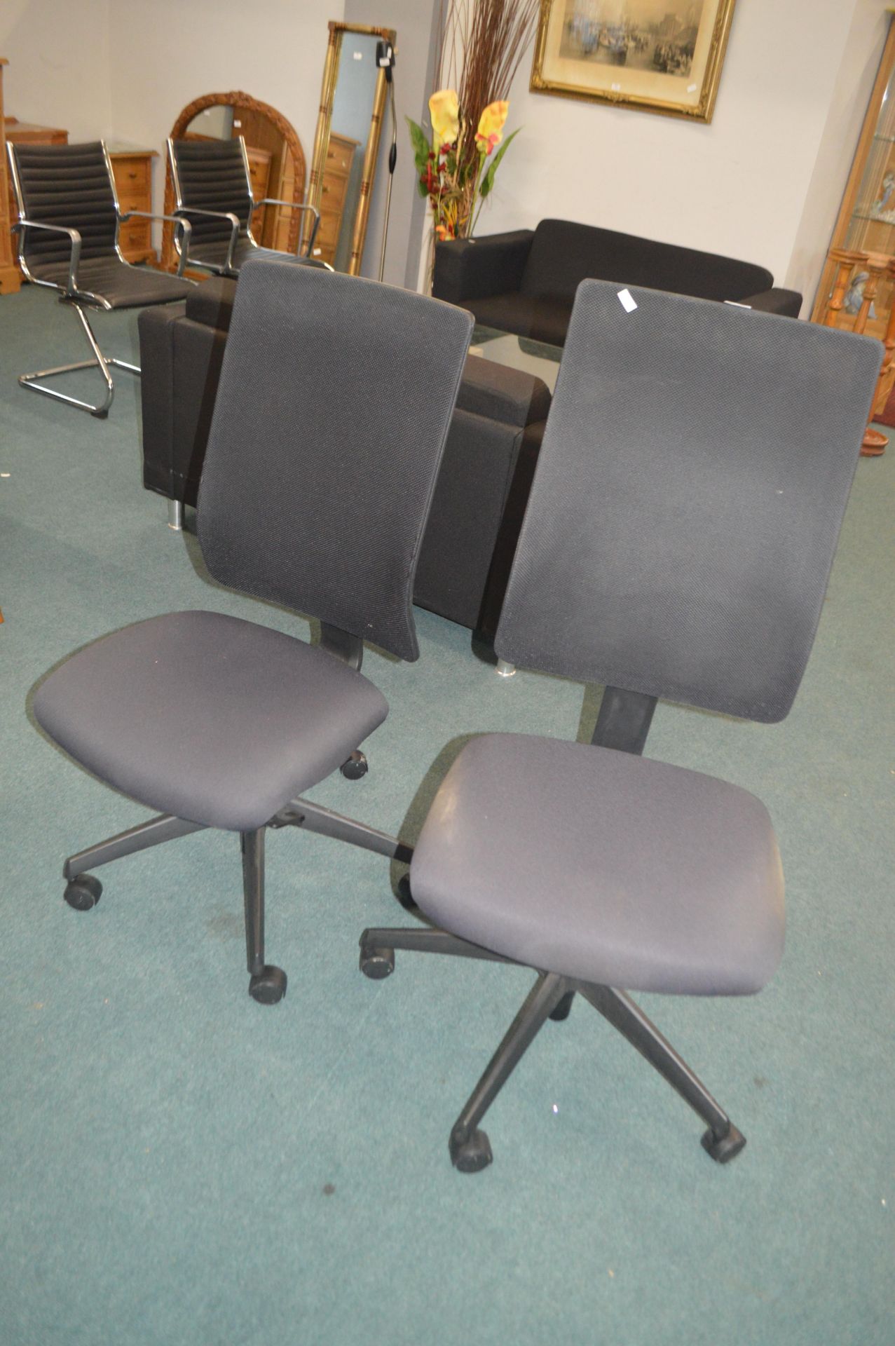 Pair of Mesh Backed Office Swivel Chairs