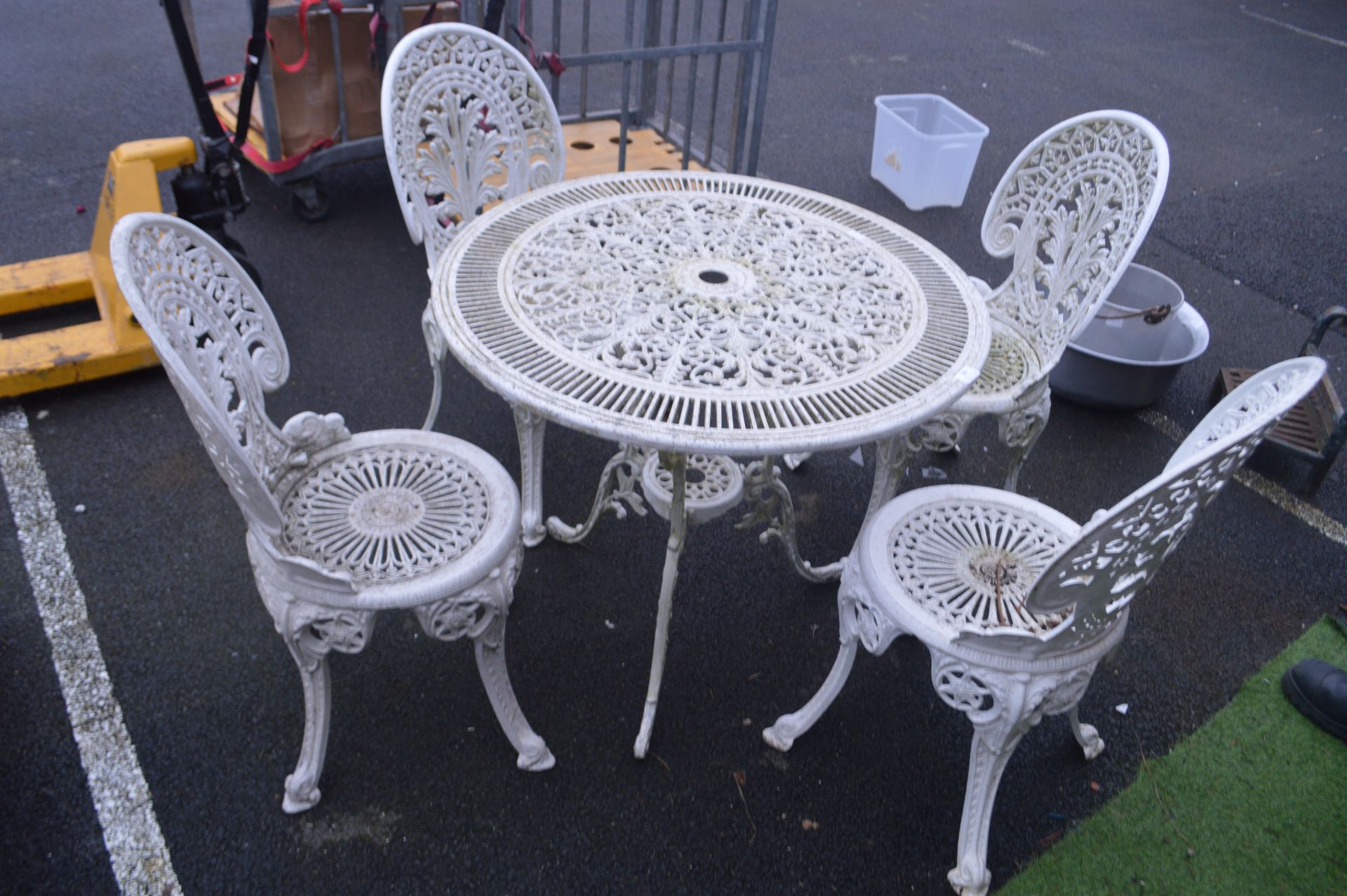Painted Aluminium Patio Table and Four Chairs