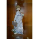 Lladro Figure of a Girl with Flowers