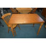 Pine Kitchen Table with One Chair