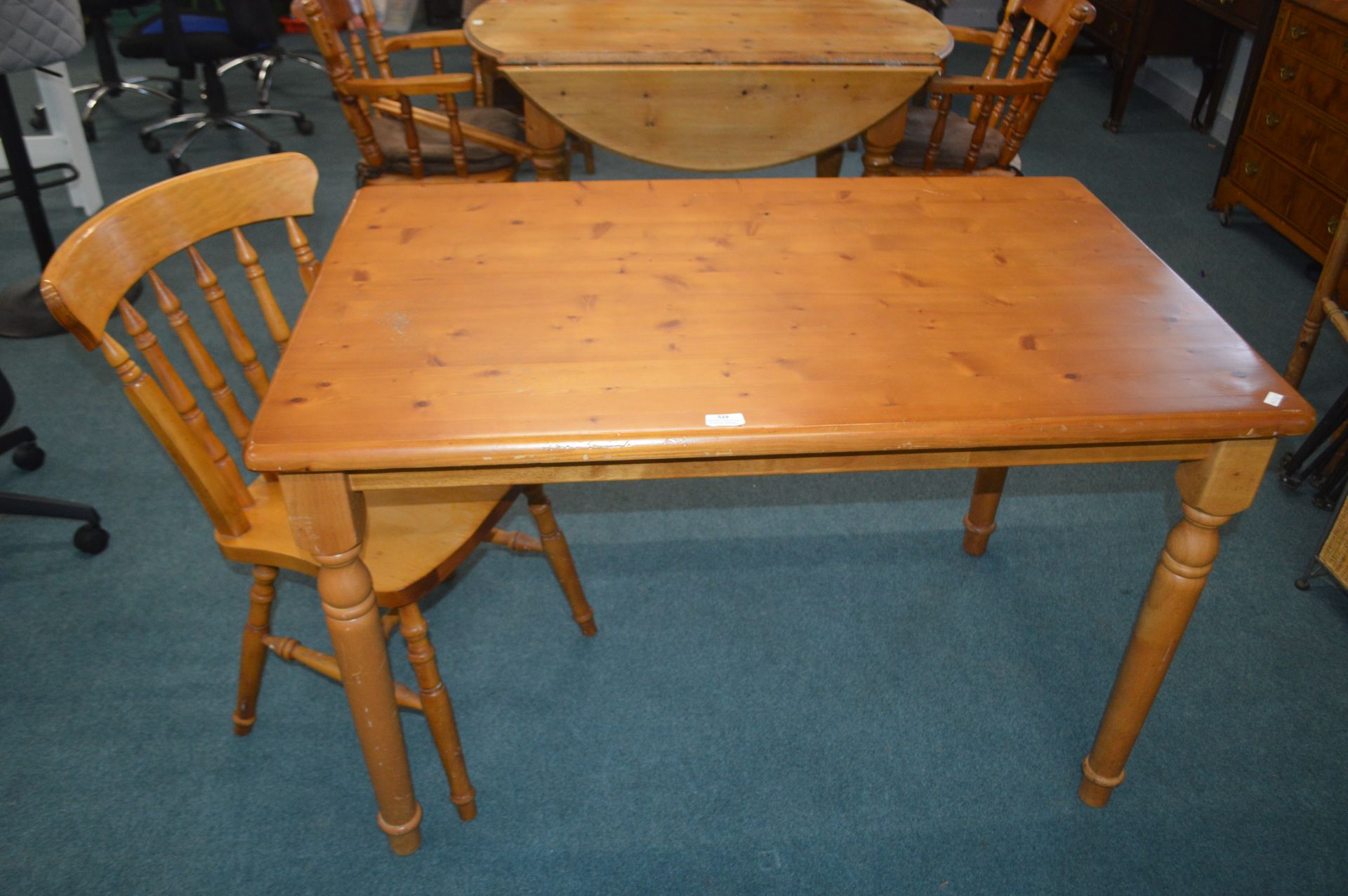 Pine Kitchen Table with One Chair