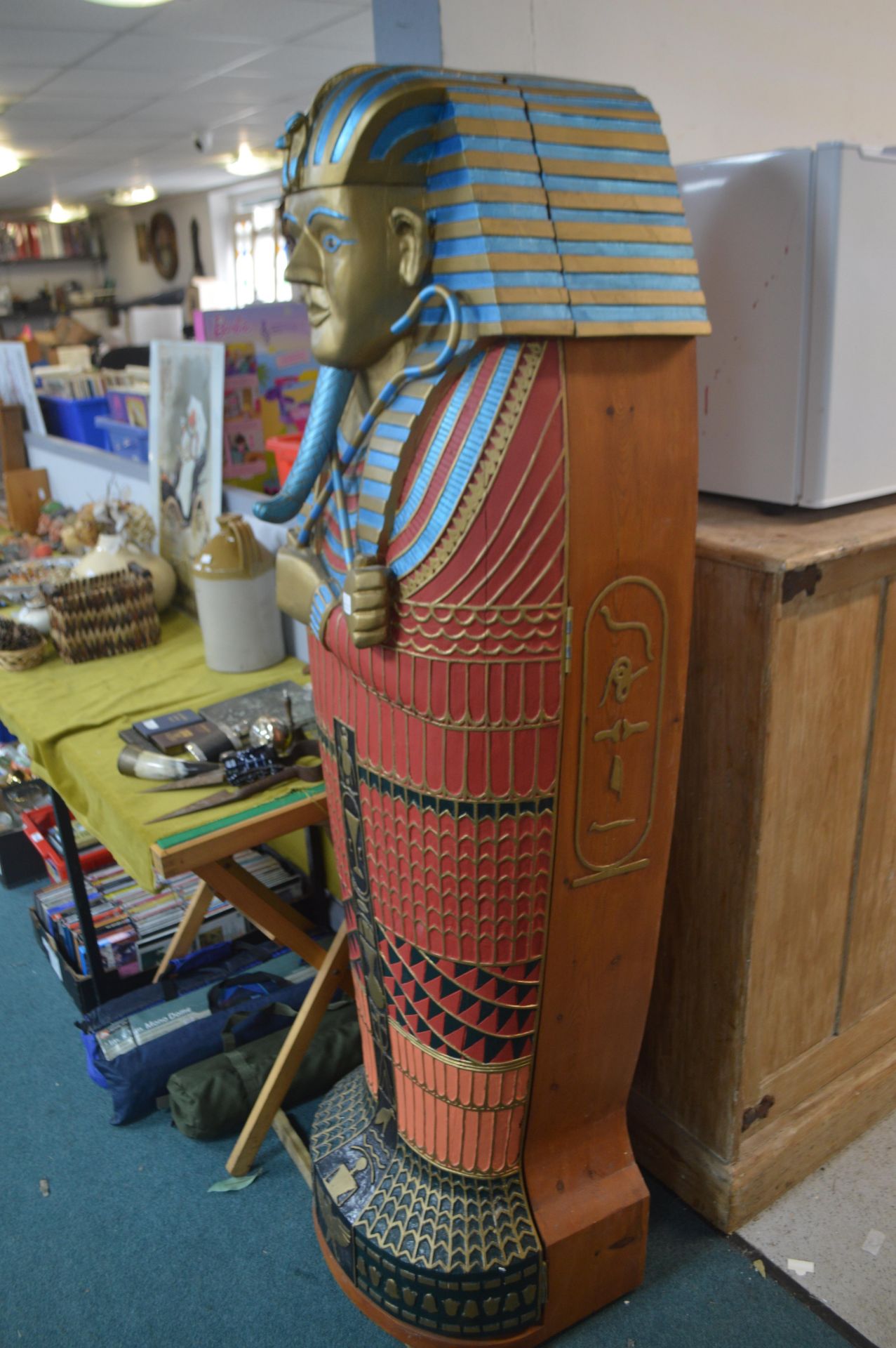 Egyptian Sarcophagus Style Cabinet in Solid Pine ~5ft high - Image 3 of 5