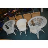 Two Wickerwork Conservatory Chairs plus One Other