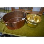 Copper Pan and a Brass Planter