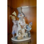 Lladro Figure of a Snowman and Children
