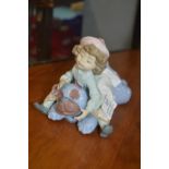 Lladro Figurine of a Girl with a Blue Dog