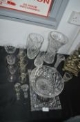 Cut Glass Lead Crystal Vases, Fruit Bowl, Tray, et
