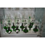 Wine Glasses with Green Beehive Stems