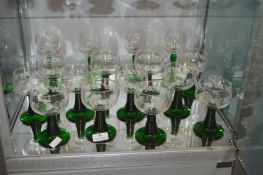 Wine Glasses with Green Beehive Stems