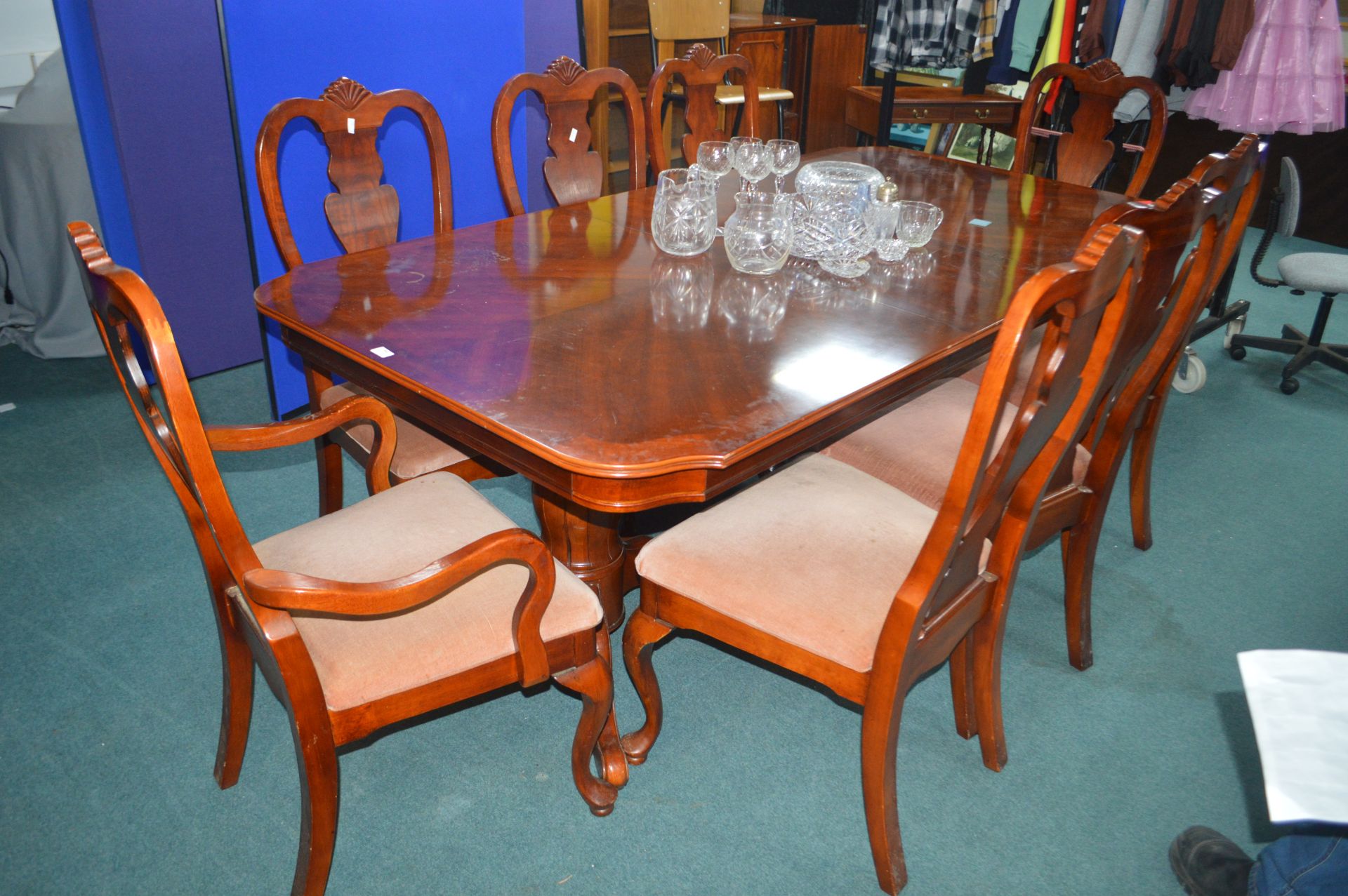 Extending Dining Table with Eight Chairs