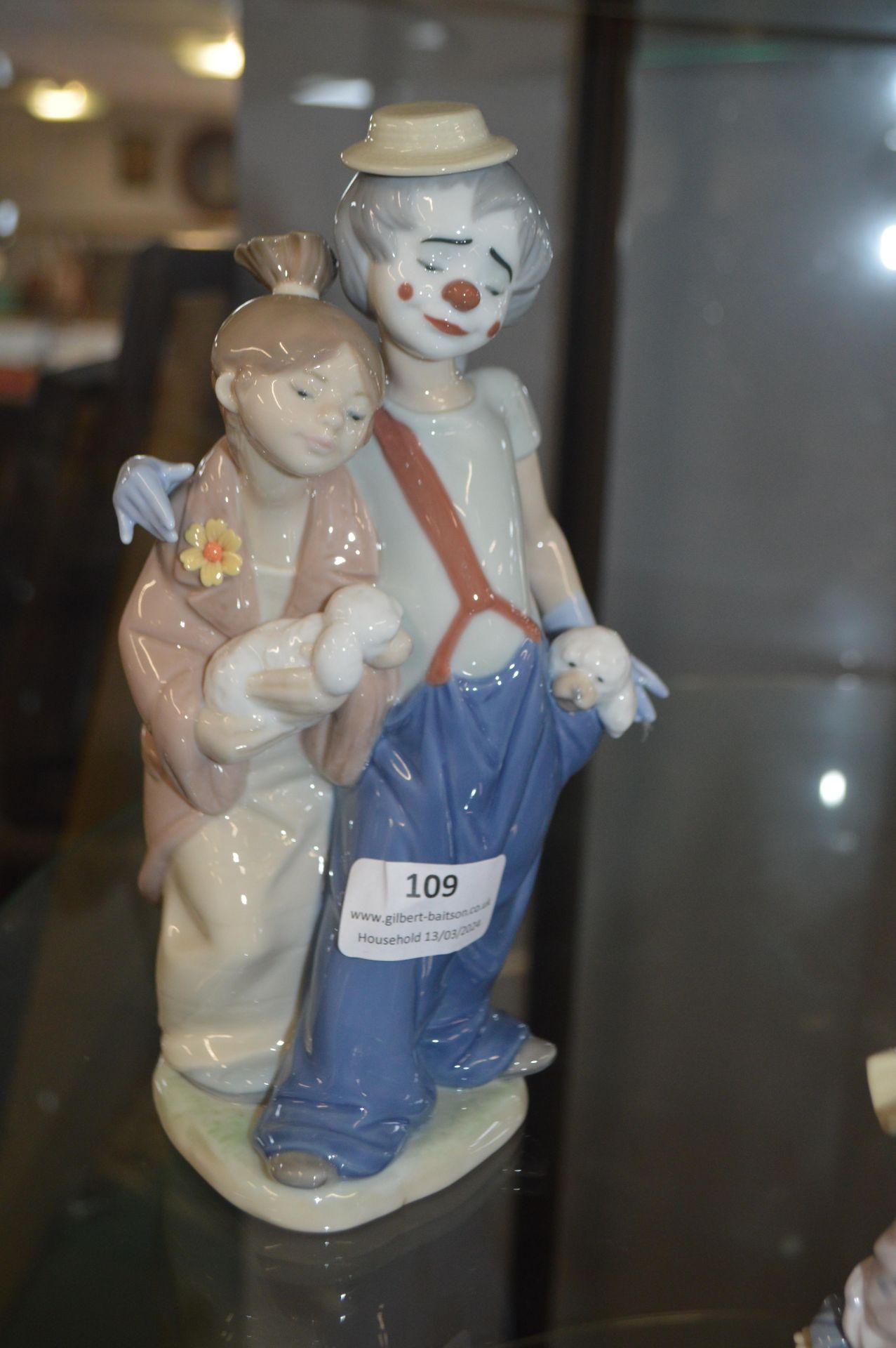 Lladro Figurine of a Clown Boy, plus Girl and Pupp