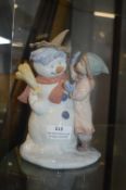 Lladro Figurine of a Girl with a Snowman