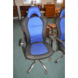 Black & Blue Upholstered Office Swivel Chair