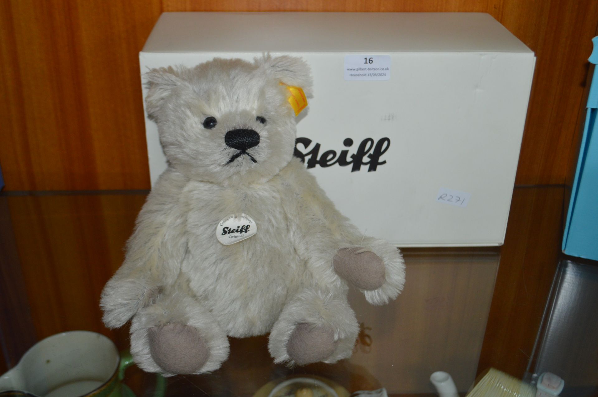 Steiff 25cm Grey Teddy Bear with Packaging