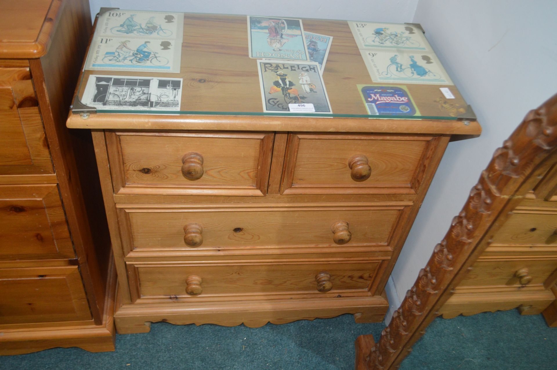 Small Pine Two Over Two Chest of Drawers