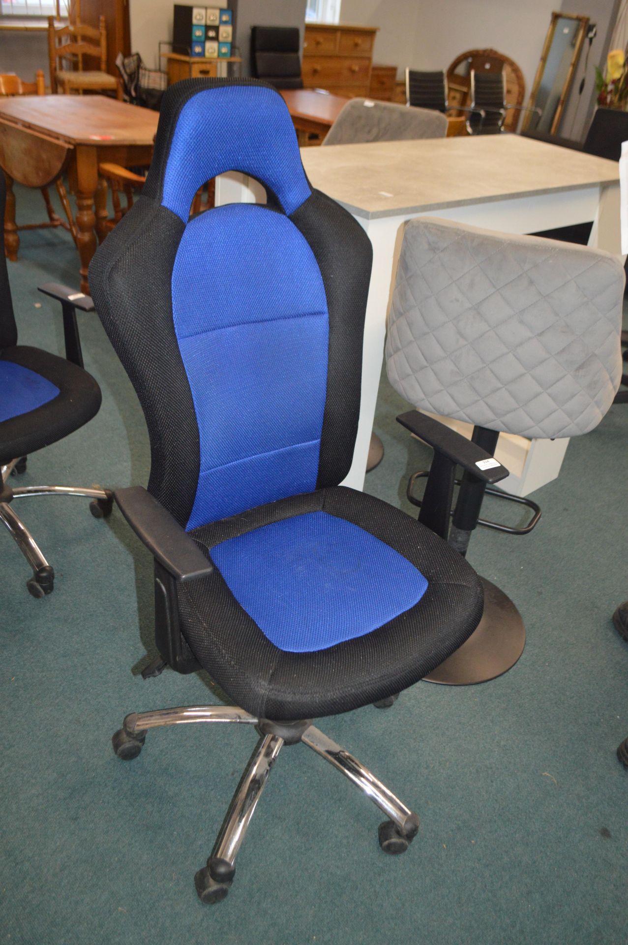 Black & Blue Upholstered Office Swivel Chair