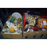 Two Boxes of Kitchenware, Pottery, Glassware, etc.