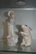 Lladro Figurine of a Girl with an Umbrella, and a
