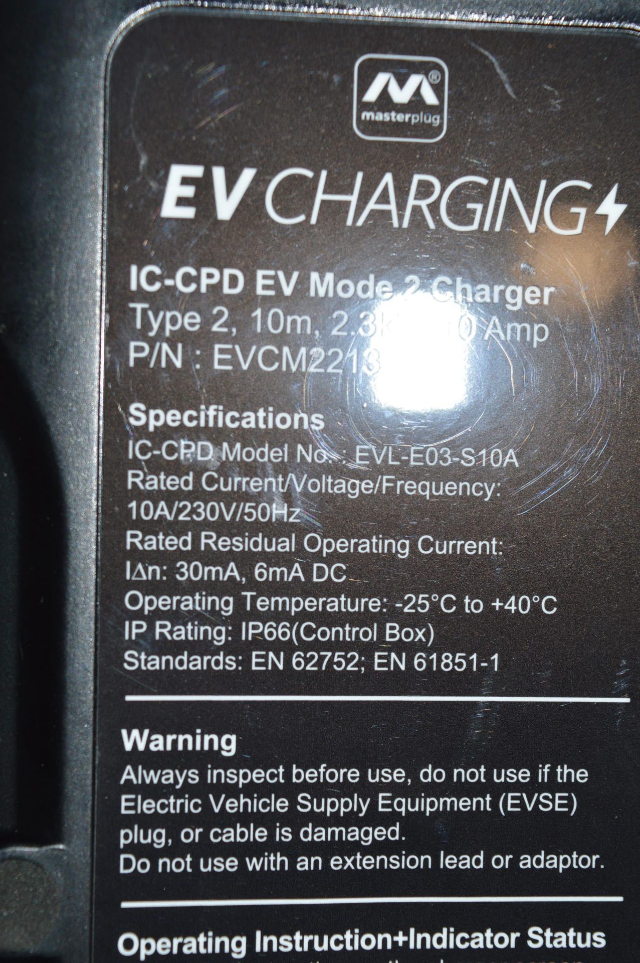 *EV Charging IC-CPDEV Mode 2 Charger EVL-E03-S10A 10m 2.3kw 10a - Image 3 of 3