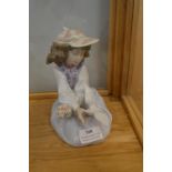 Lladro Figurine of a Seated Girl with a Dove