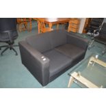 Two Seat Black Upholstered Sofa