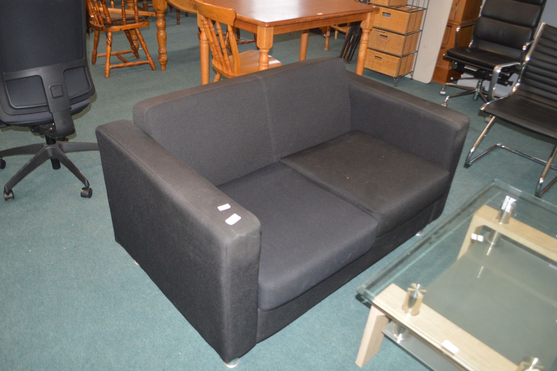 Two Seat Black Upholstered Sofa