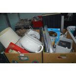 Two Boxes of Household Goods, Pottery, Glassware,