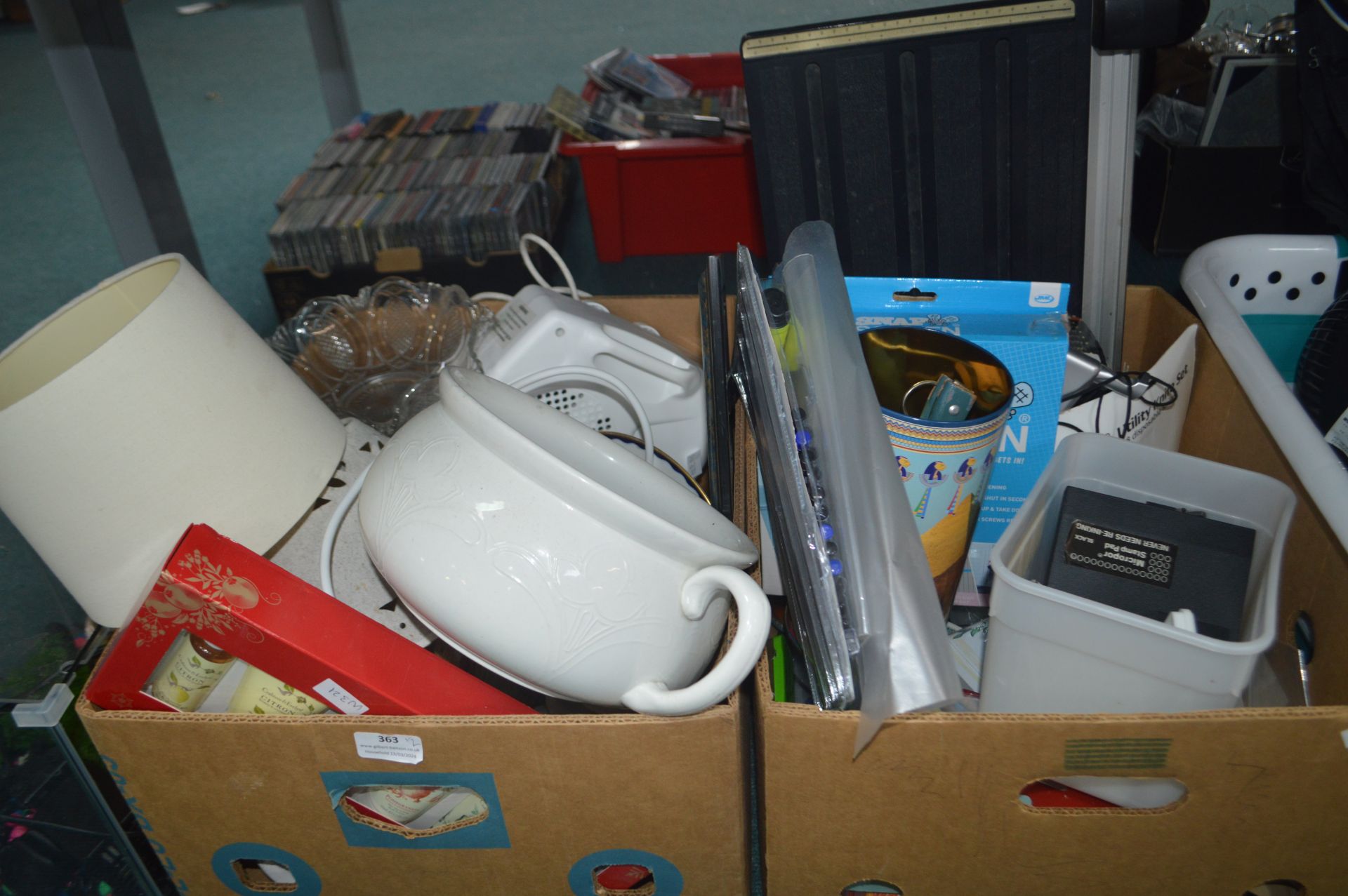 Two Boxes of Household Goods, Pottery, Glassware,