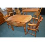 Pine Drop Circular Kitchen Table with Two Chairs