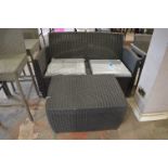 *Rattan Two Seat Garden Lounger and Storage Table