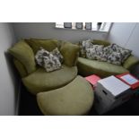 *Green Reception Suite Comprising Two Scatter Back Sofas and Matching Footstool (Location: 64 King