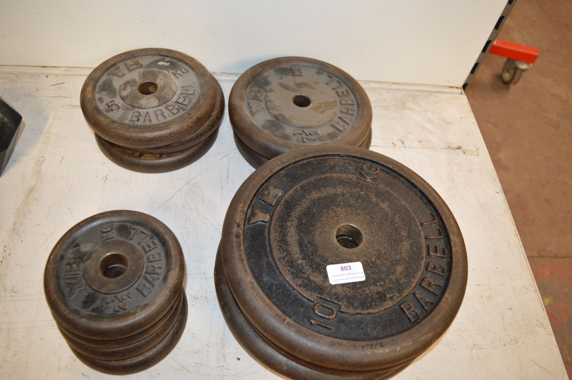 Barbell Weights, 4x 2.5kg, 3x 5kg, 2x 7.5kg, and 4