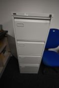 *Grey Four Drawer Foolscap Filing Cabinet with Key (Location: 64 King Edward St, Grimsby, DN31