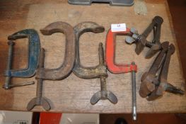 Six Assorted Clamps Including Record