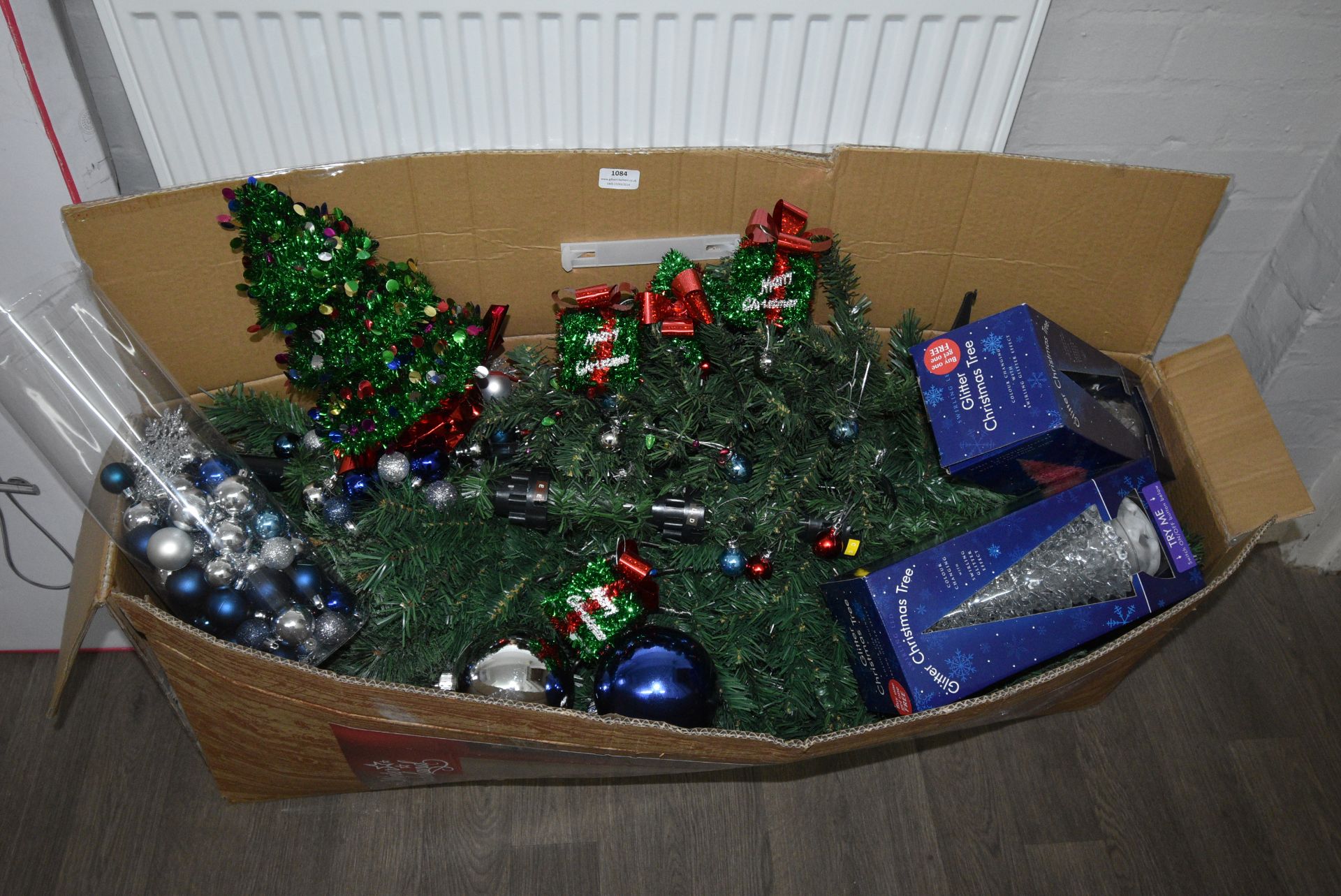 *Artificial Christmas Tree and Assorted Christmas Decorations (Location: 64 King Edward St, Grimsby,