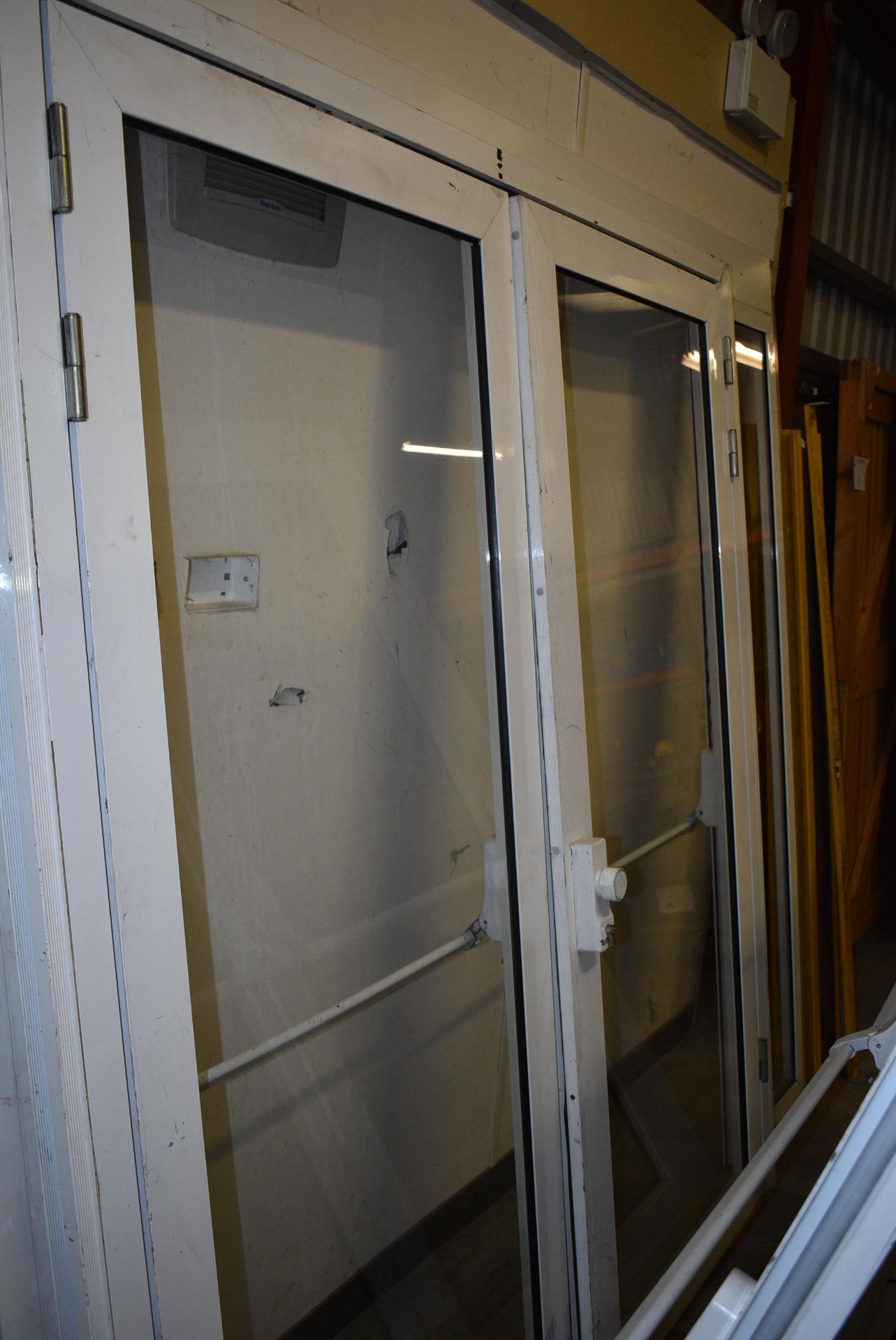 *Pair of Aluminium Glazed Marquee Doors with Side Panels and Panic Bolts 280cm wide x 210cm high