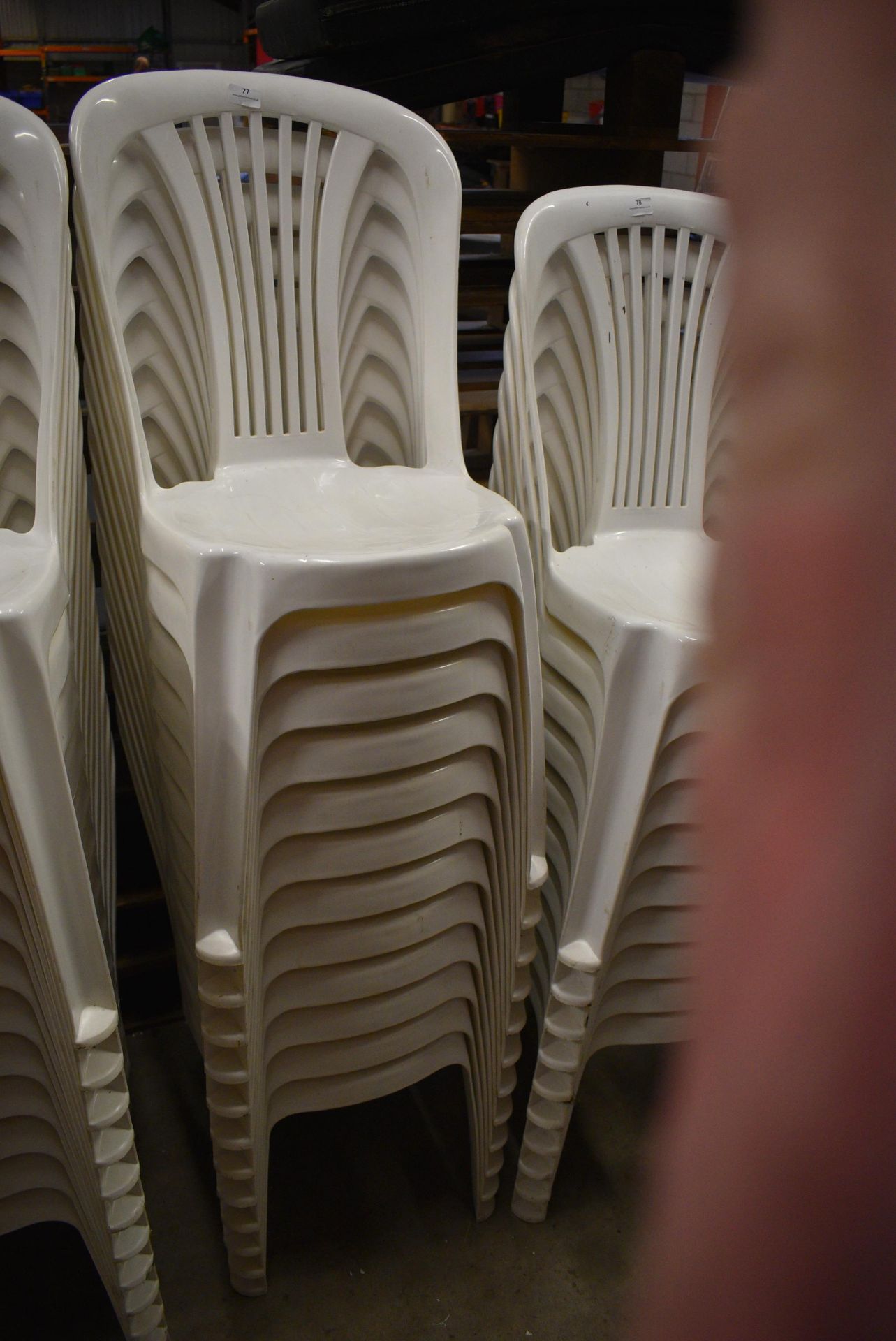 *Twelve Stackable Plastic Bistro Style Chairs