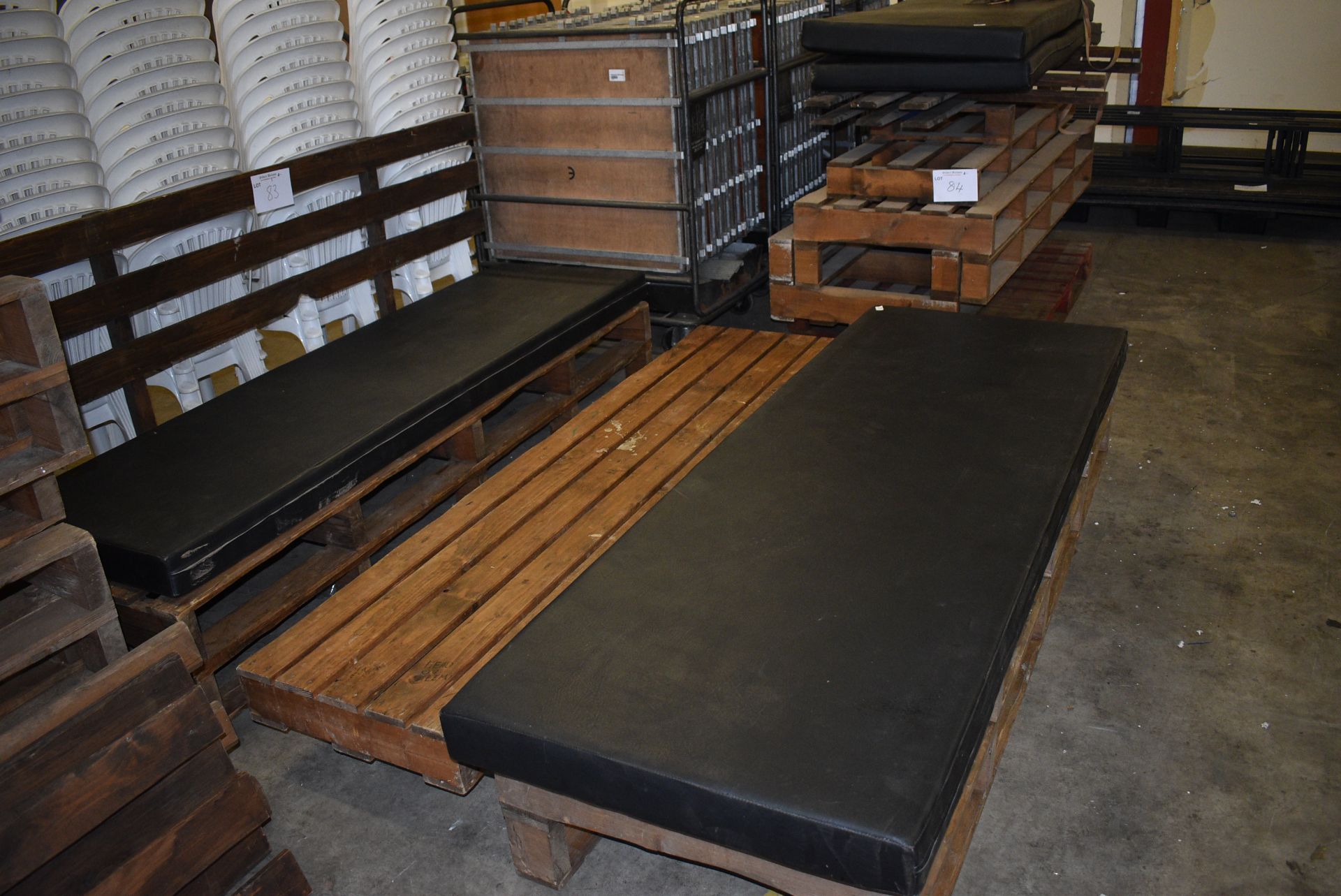 *Bench and Table Set Comprising Two Softwood Futon Style Benches with Cushion Close Boarded Futon - Bild 2 aus 3