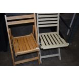 *Two Hardwood Folding Chairs