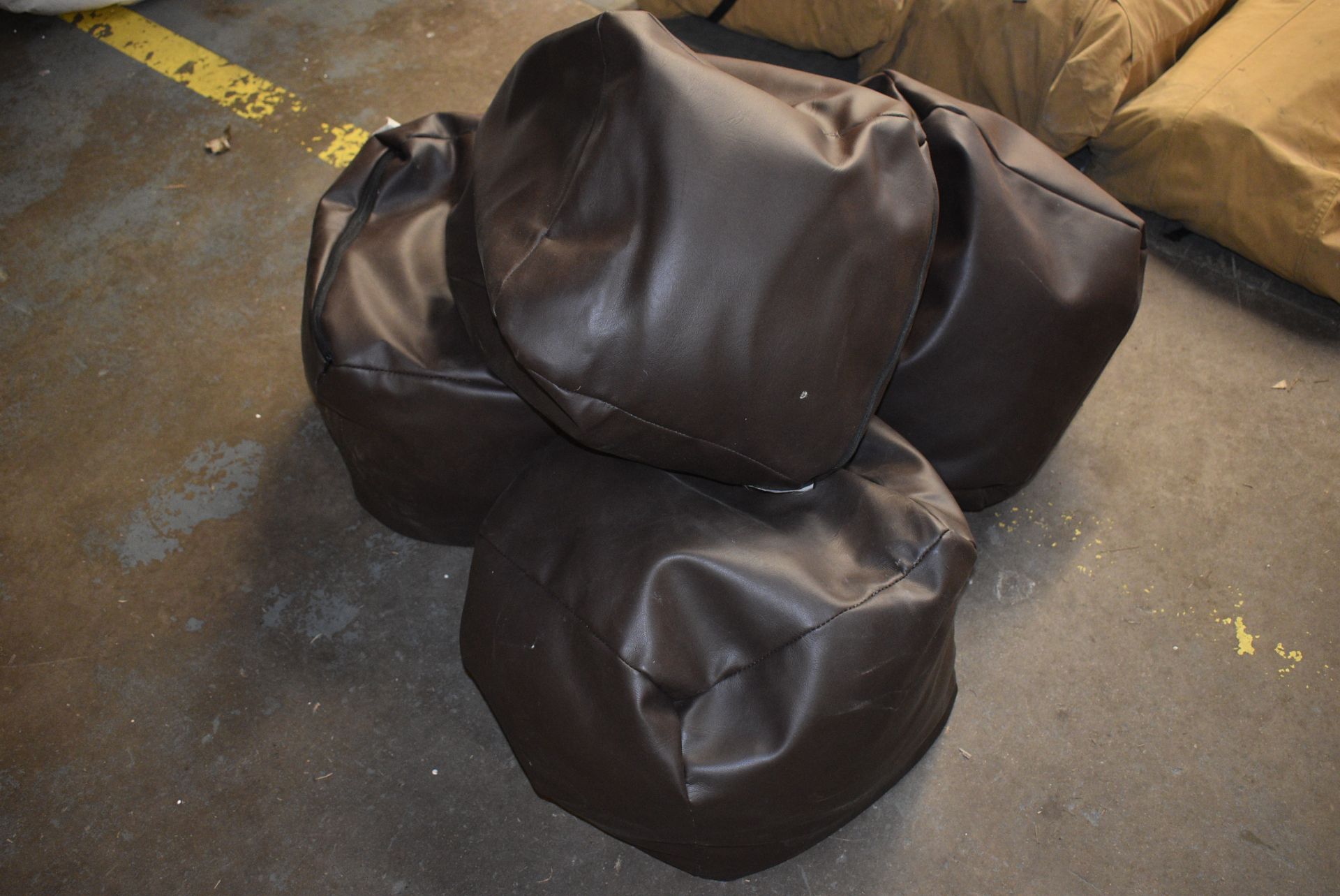 *Four Brown Faux Leather Beanbag Cubes