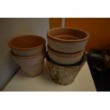 *Four Decorative Terracotta Plant Pots and Silver Birch Planter