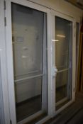 *Pair of Aluminium Glazed Marquee Doors with Side Panels and Panic Bolts 280cm wide x 210cm high
