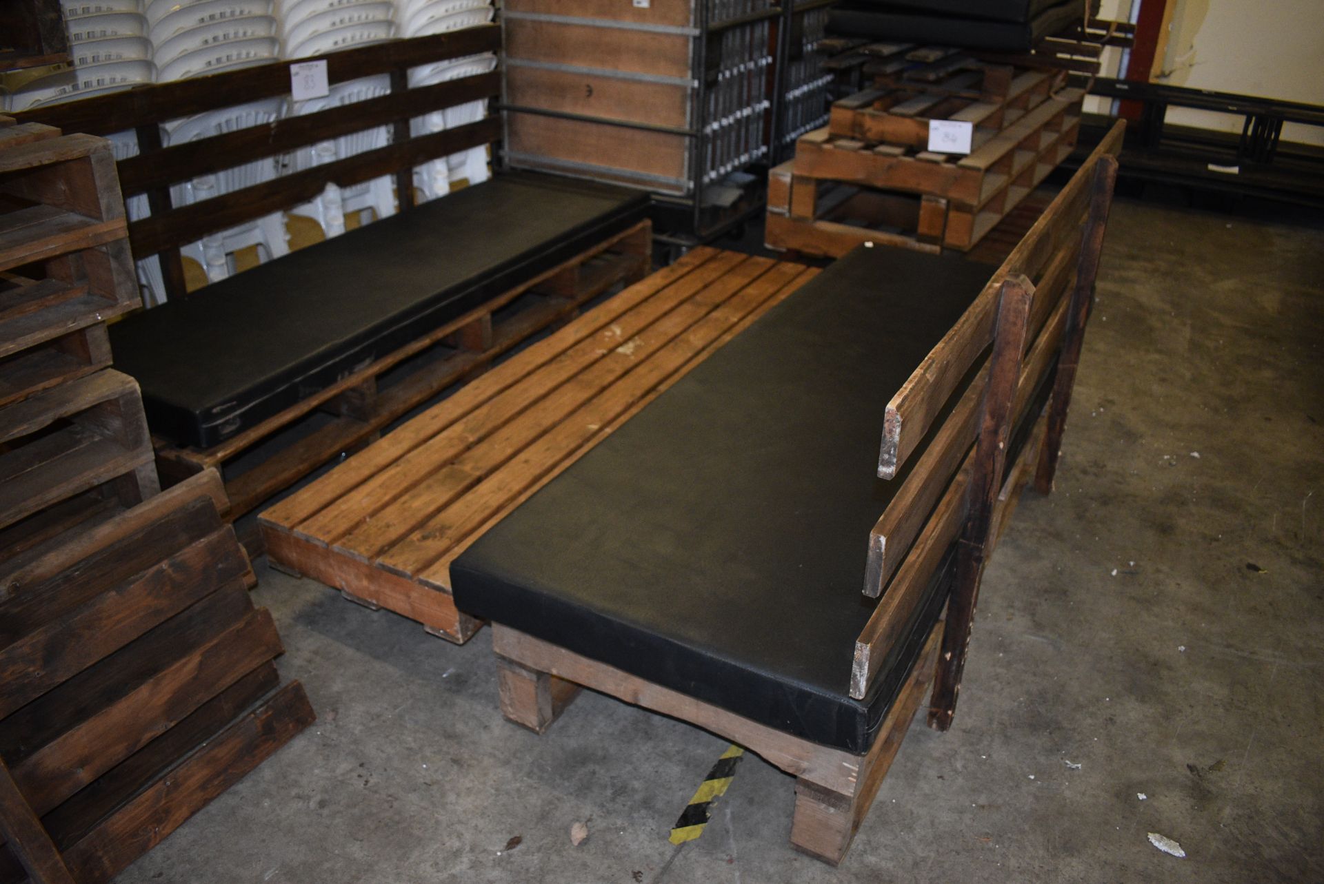 *Bench and Table Set Comprising Two Softwood Futon Style Benches with Cushion Close Boarded Futon - Image 2 of 2