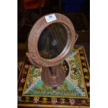 *Carved Indian Teak Circular Mirror