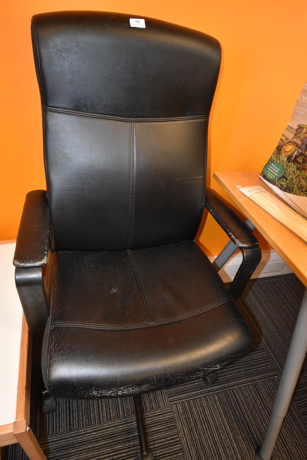 *High Seat Black Faux Leather Executive Chair