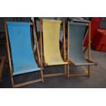 *Three South Westerly Hardwood Framed Deck Chair with Various Coloured Canvases