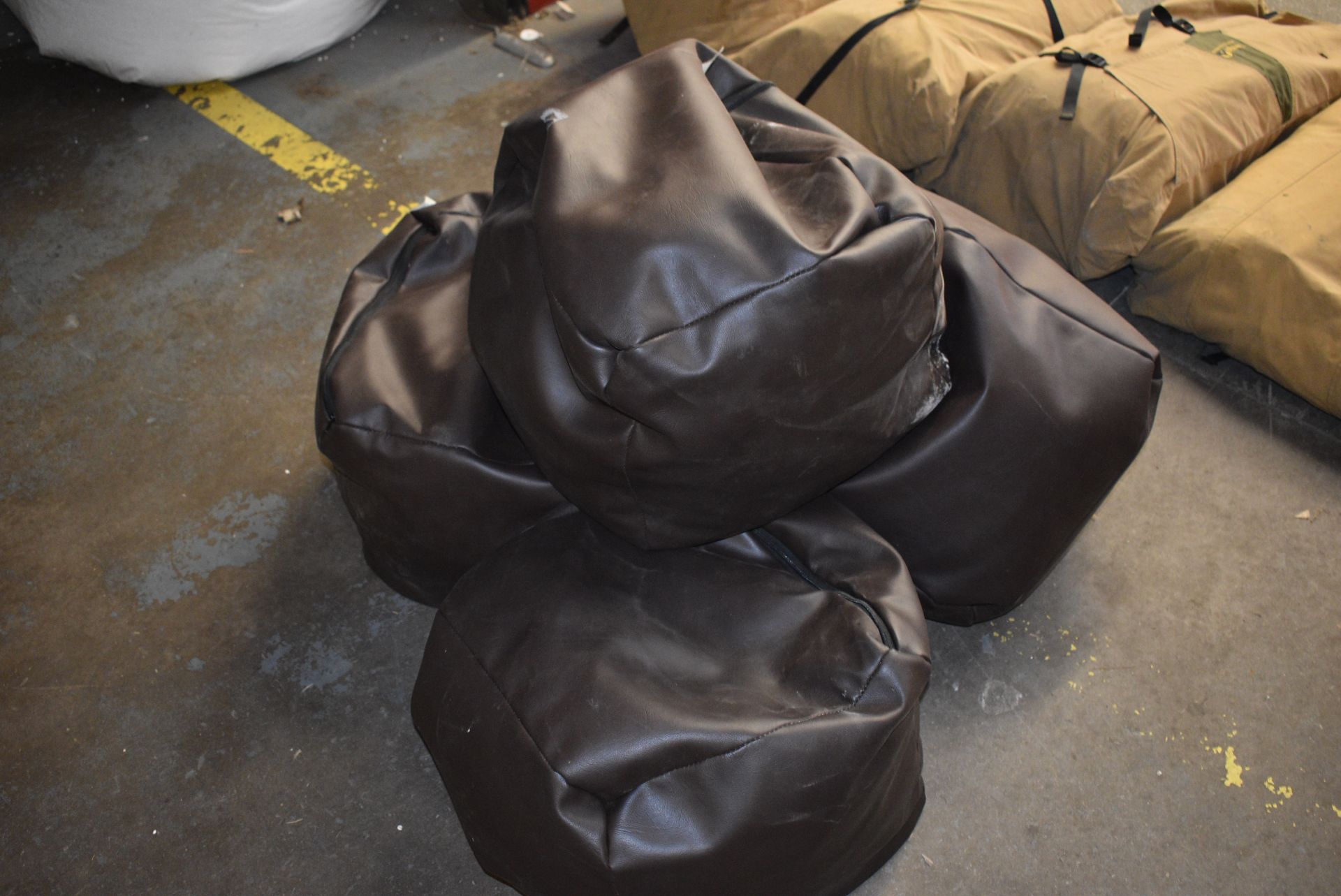 *Four Brown Faux Leather Beanbag Cubes