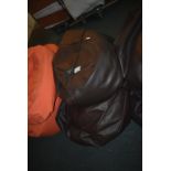 *Three Brown Faux Leather Beanbags